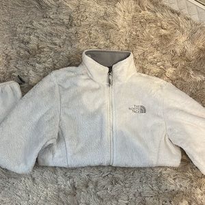 Warm and White Full Zip Sherpa Fuzzy North Face Jacket. Womens Size Small